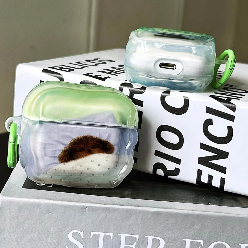 For AirPods Pro 2 Earphone Protective Case Ins Graffiti Puppy Dog Cat Earphone Case for Apple AirPods 1/2/3/4 Cover with Hook