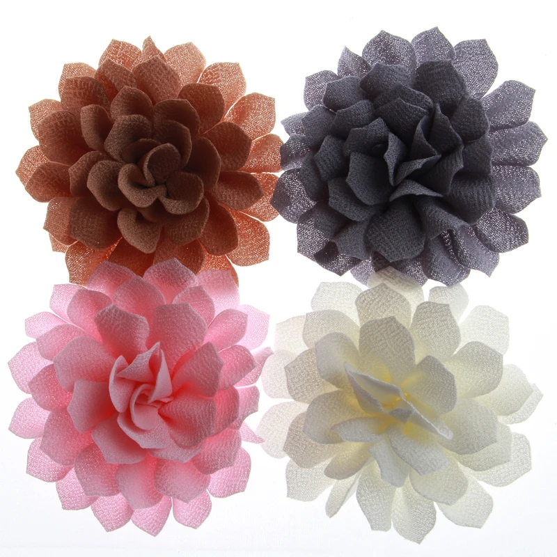 

60PCS 10CM New Big Sunflower Fabric Flowers For Headbands Satin Hair Flowers For Hair Accessories