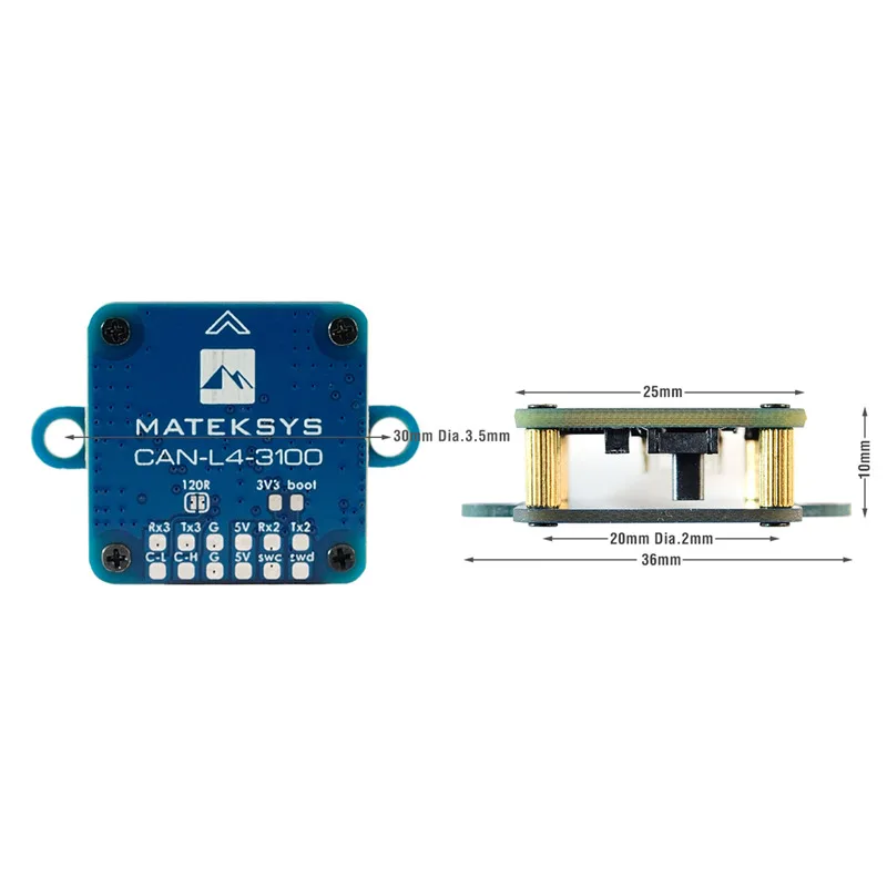 Mateksys CAN‑L4‑3100 RM3100 CAN Magnetometer Navigation Quad Sensor
