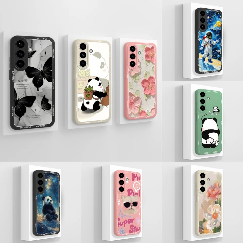 For Samsung Galaxy S26 S26+ Phone Cases Lovely Panda Flower Soft Shell For GalaxyS26 Ultra Coque Case S26 Plus Funda Phone Bags