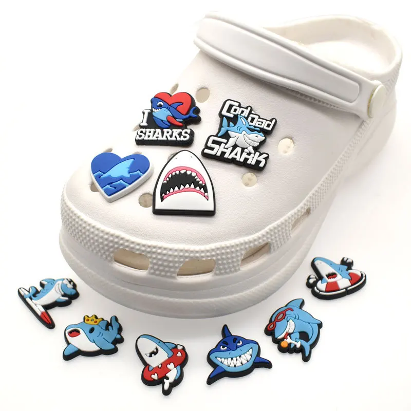 1Pcs Coolpad Dad Shark Shoe Charms For Crocs Shoe Accessories Decoration Jeans Women Buckle Kids Favors Men Badges Boy Girl Gift