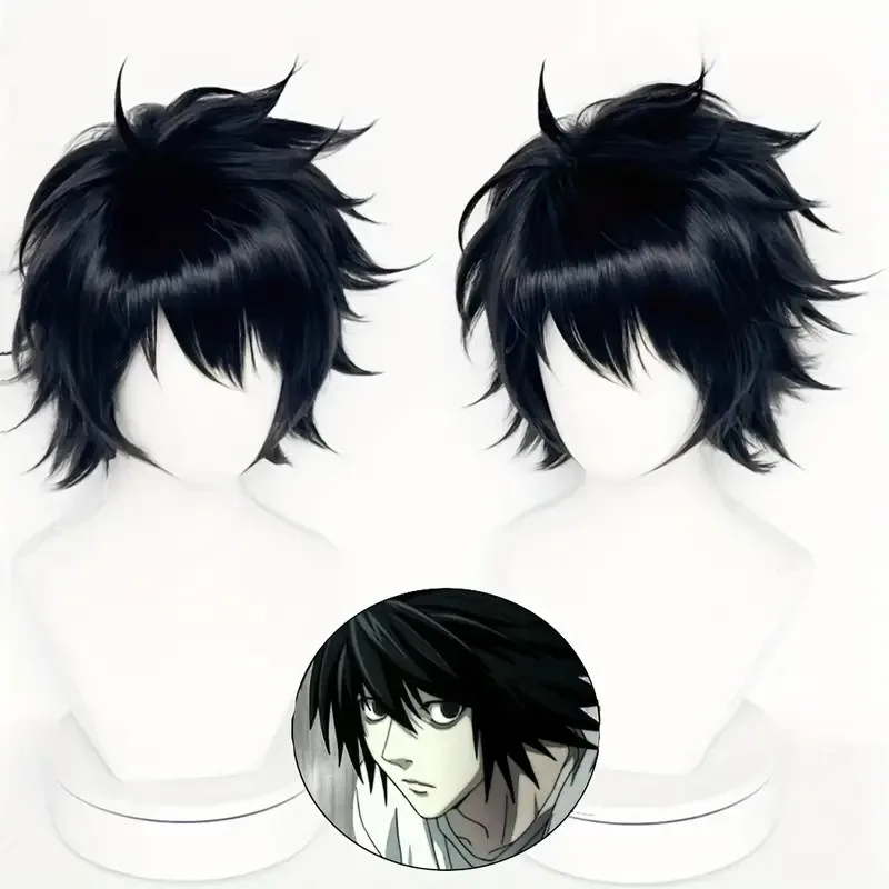 DEATH NOTE Detective L Role Headwear Headgear L·Lawliet Cos Wig Anime Character Hair Accessories Black Reflex Action Short Hair