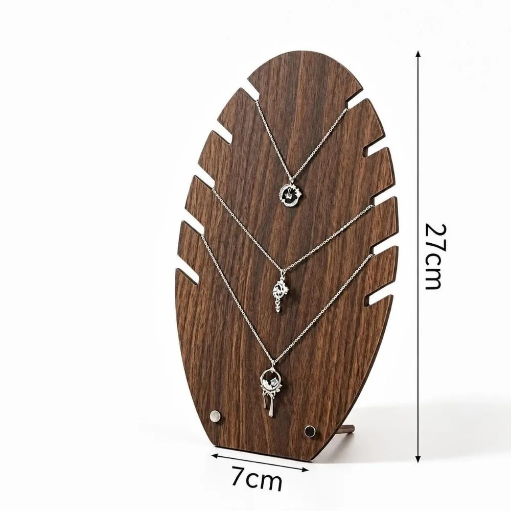 Wood Jewelry Display Stand Easel Design Irregular Shape Necklace Storage Rack Walnut Color Necklace Organizer Ornaments Storage