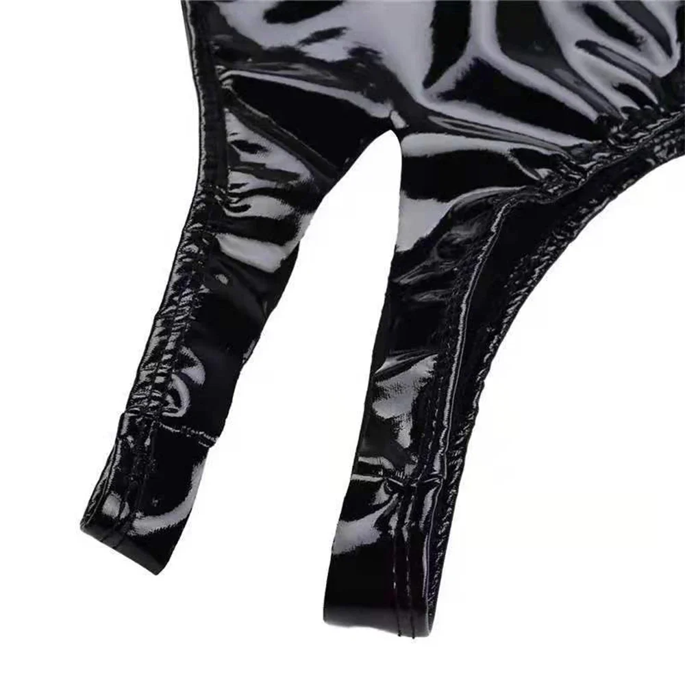 Women Ladies High Bright PVC Patent Leather Sexy Open Panties Open Crotch Briefs Sexy Crotchless Briefs Party Clubwear Costume