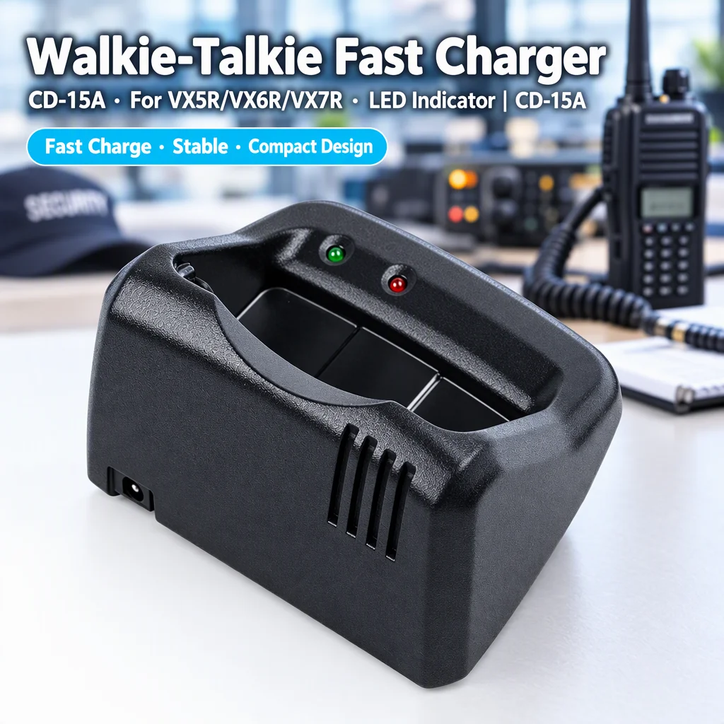 CD-15A Quick Charge Base For Yaesu VX-5R VX-6R VX-7R FNB-80LI Battery For Charger Station Black ABS Desktop Charging