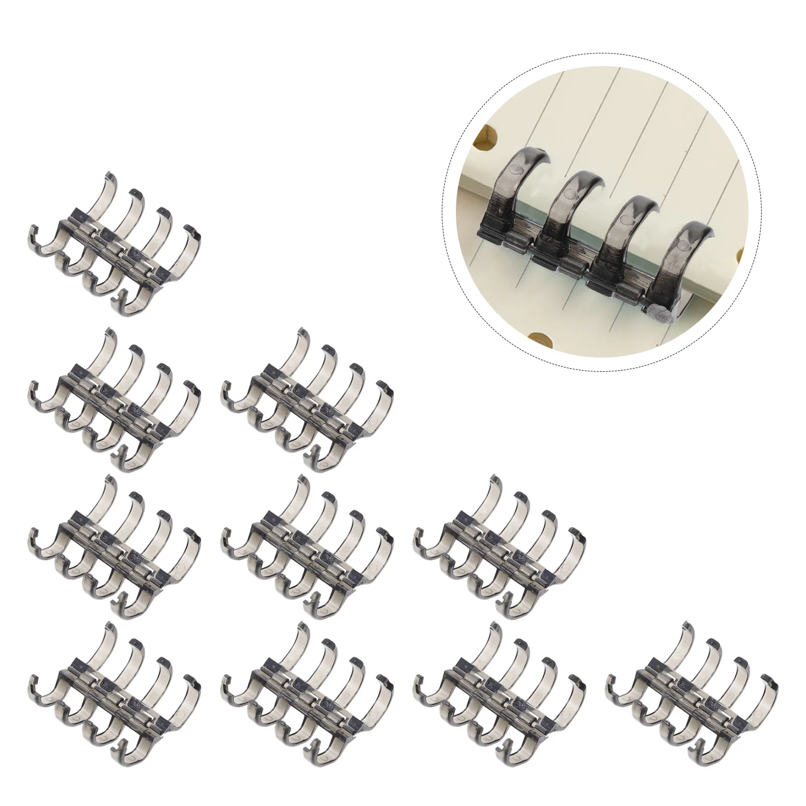 

10 Pcs Binder Binding Strips Dividers Binders Clips Leaf Book Discs Black Small Office Student