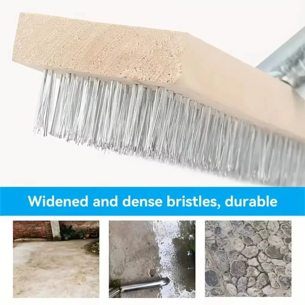 Stainless Steel Wire Broom Brush Corrosion-Resistant Rust-Proof Floor Scrubbing Brush Duty Rough Scrubber Weed Moss Remover