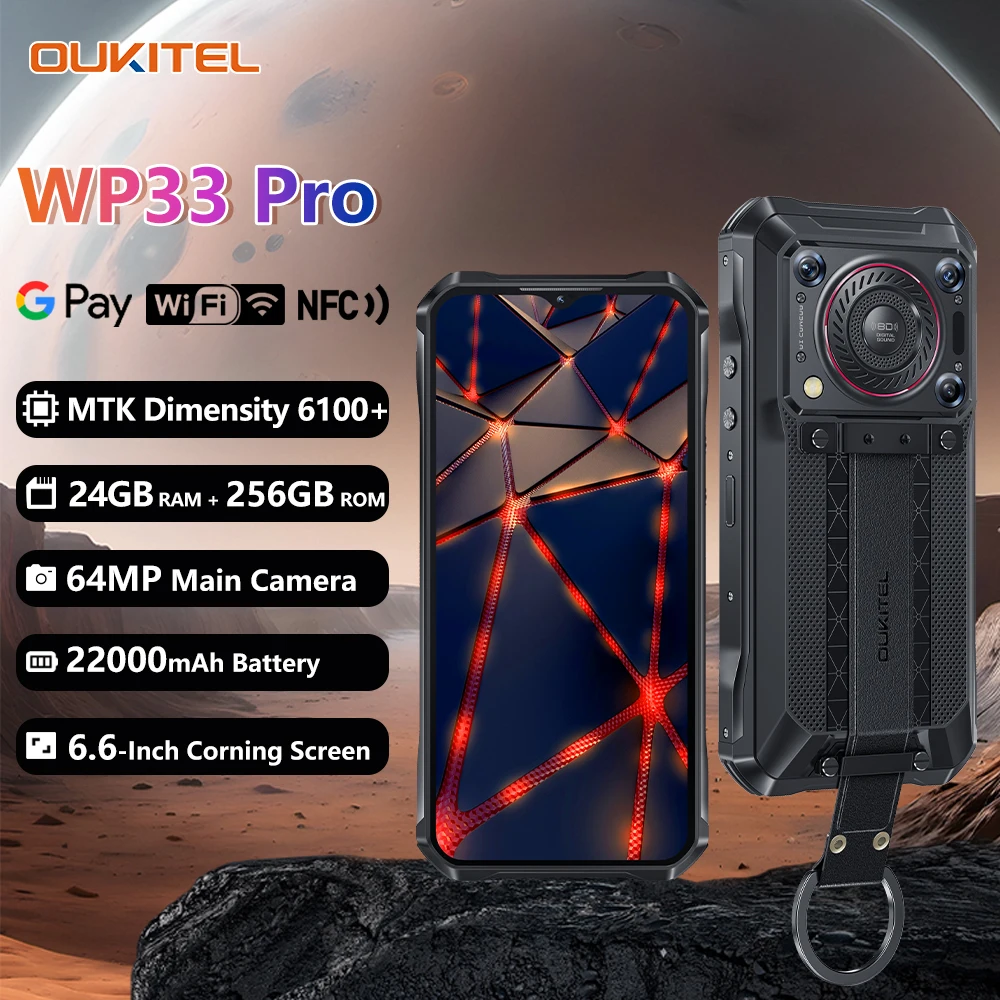 Rugged Oukitel WP33 Pro 5G Smartphone 22000mAh 6.6