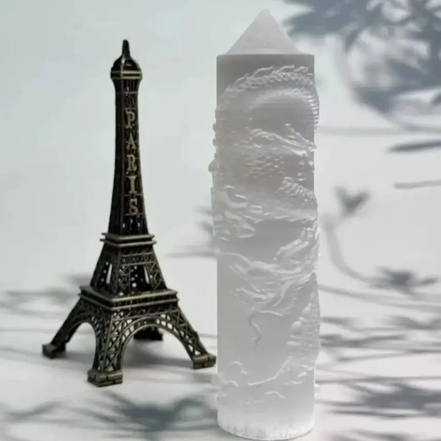 Natural Selenite Crystals Tower Dragon And Phoenix Energy Stones Point Wand Healing Crystal Gypsum Pyramid Protection Witchcraft
