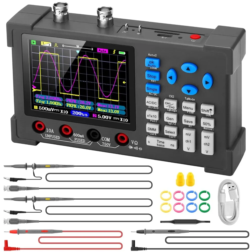 LCD Handheld Digital Oscilloscope Kit - 2 Channel 3.2" TFT 120Mhz Digital Oscilloscopes Portable 250MSa/s Sampling Rate