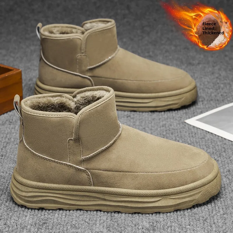Northeast Men's Winter Snow Boots Fleece Lined Fur Integrated Bread Shoe Anti Slip Waterproof Cold Resistant Work Boots