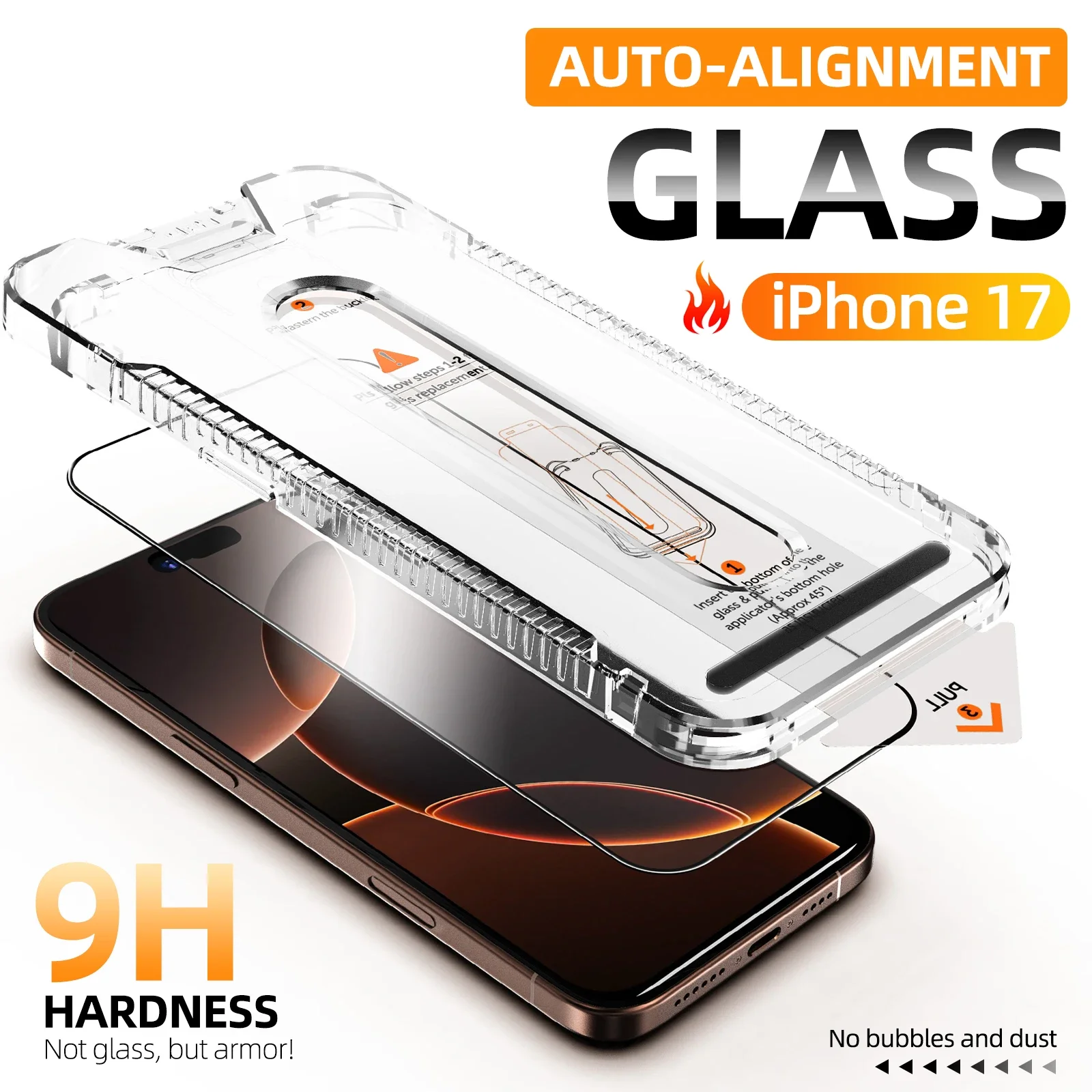 

HD Tempered Glass For iPhone 17 Air Pro Max, Dust Free Easy Installation Screen Protector, Bubble Free, Easy Installation
