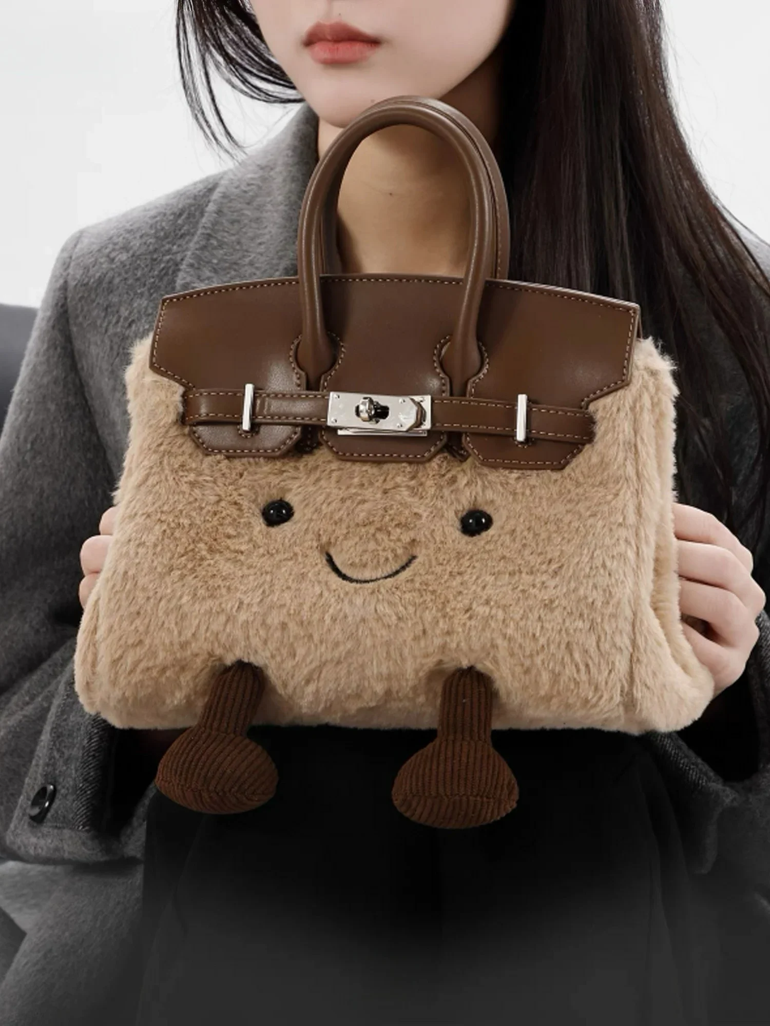 

Plush cute crossbody bag doll fashionable fur autumn and winter handbag