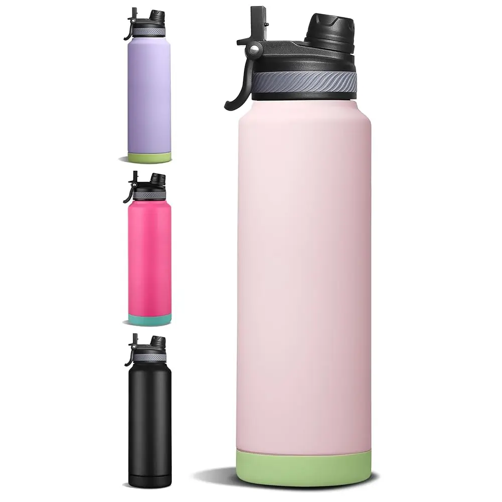 

40 oz Insulated Sports Water Bottle with Straw, Vacuum Stainless Steel Water Flask with Handle, Thermal Metal Water Cup Mug w