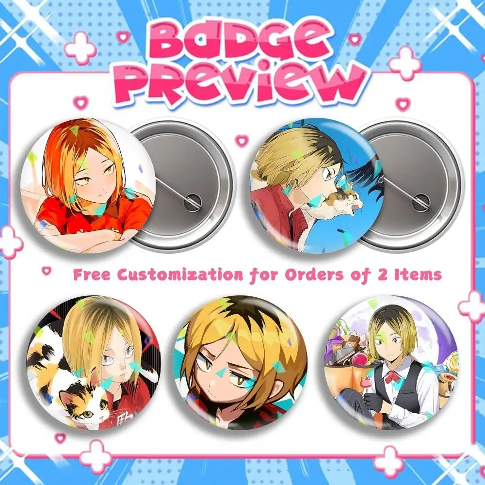 Pudding Head K-Kenma Kozume Round Badge Pins Creative Pins Bag Decor Accessories Fan Collection Gifts for Friends