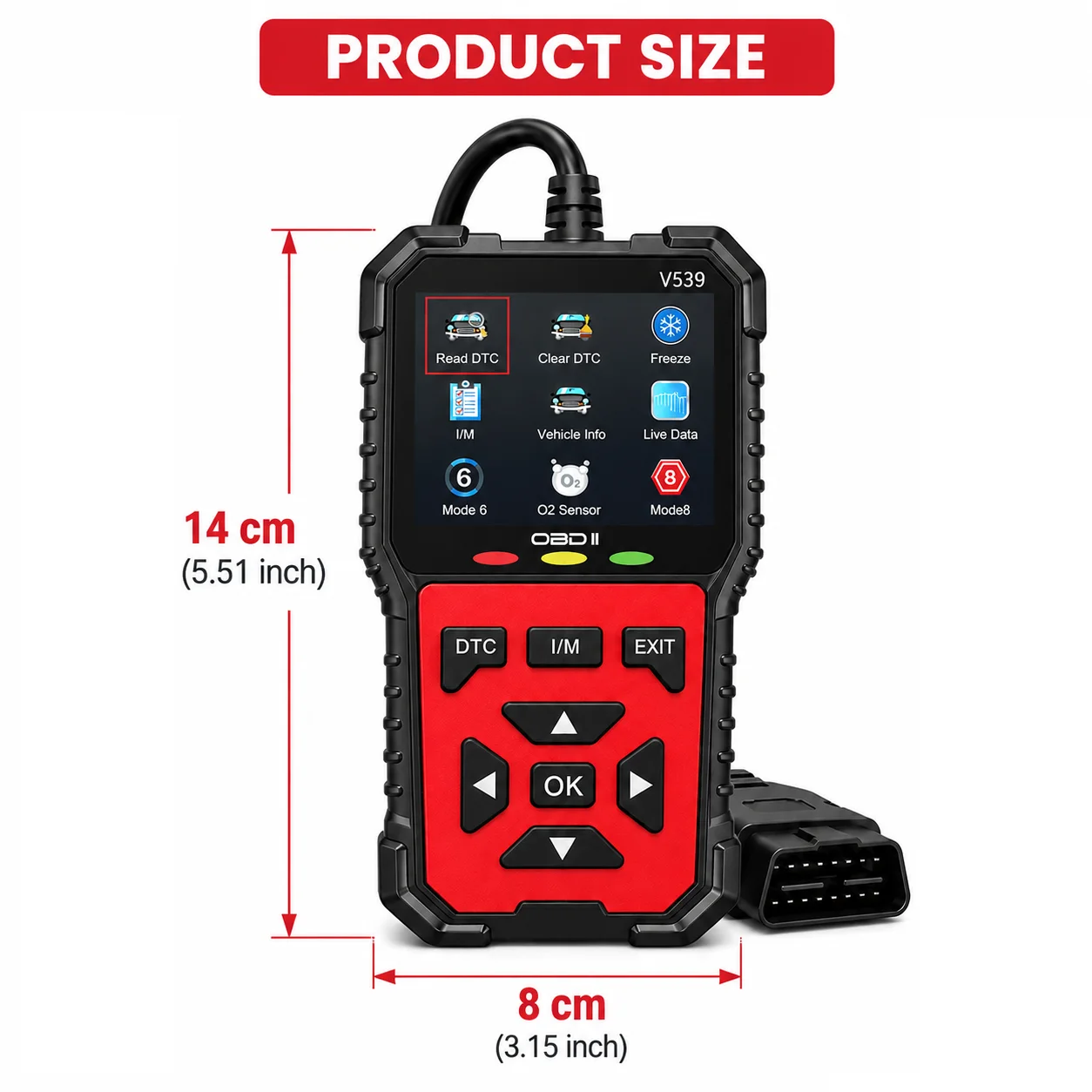 V539 Professional OBD2 Car Diagnostic Scanner, Engine Fault Code Reader with Live Data Stream, Battery Voltage Tester, DTC Code
