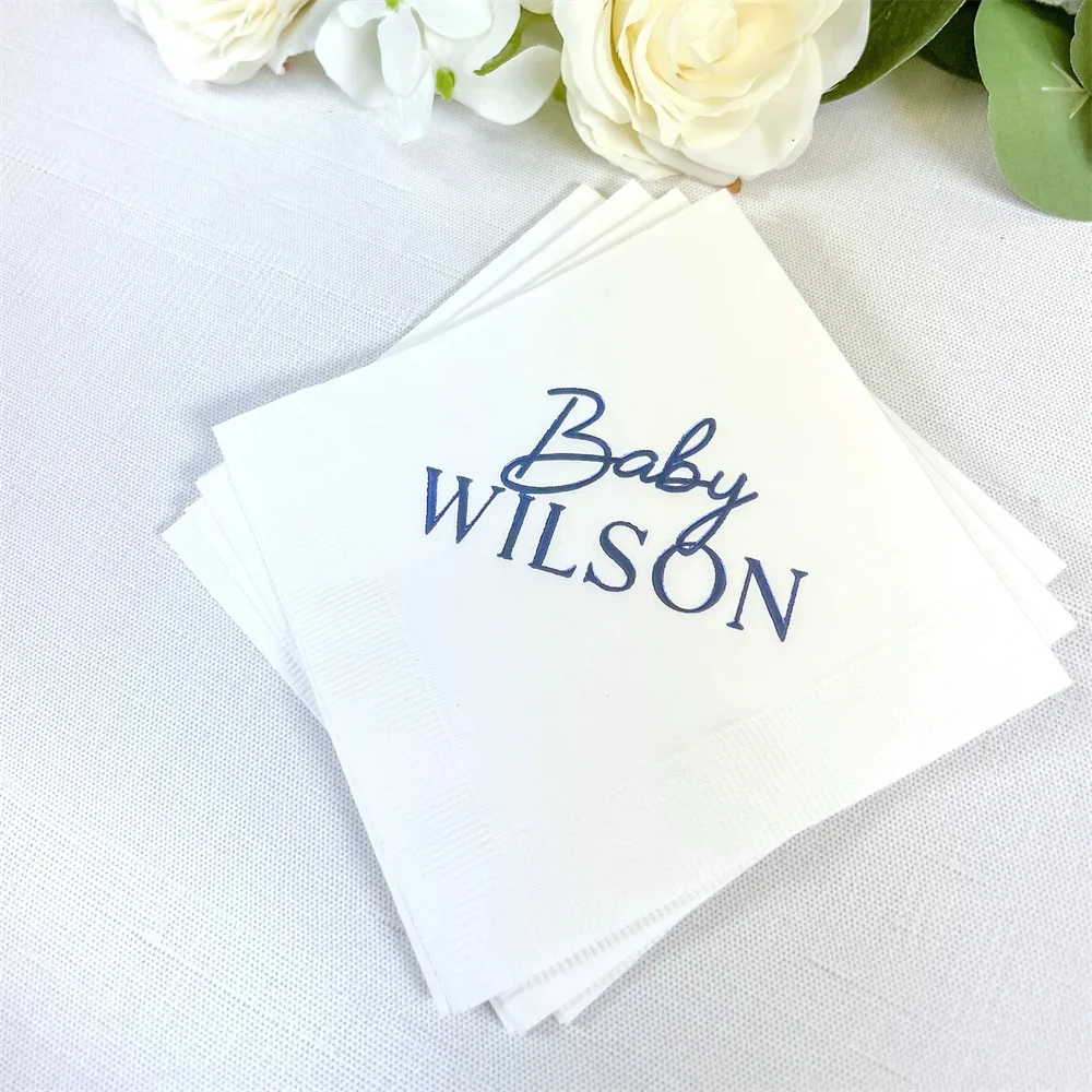 50 Two Less Fish in the Sea Personalized Wedding Napkins, Rehearsal Dinner, Engagement Party, Custom Bar Napkins