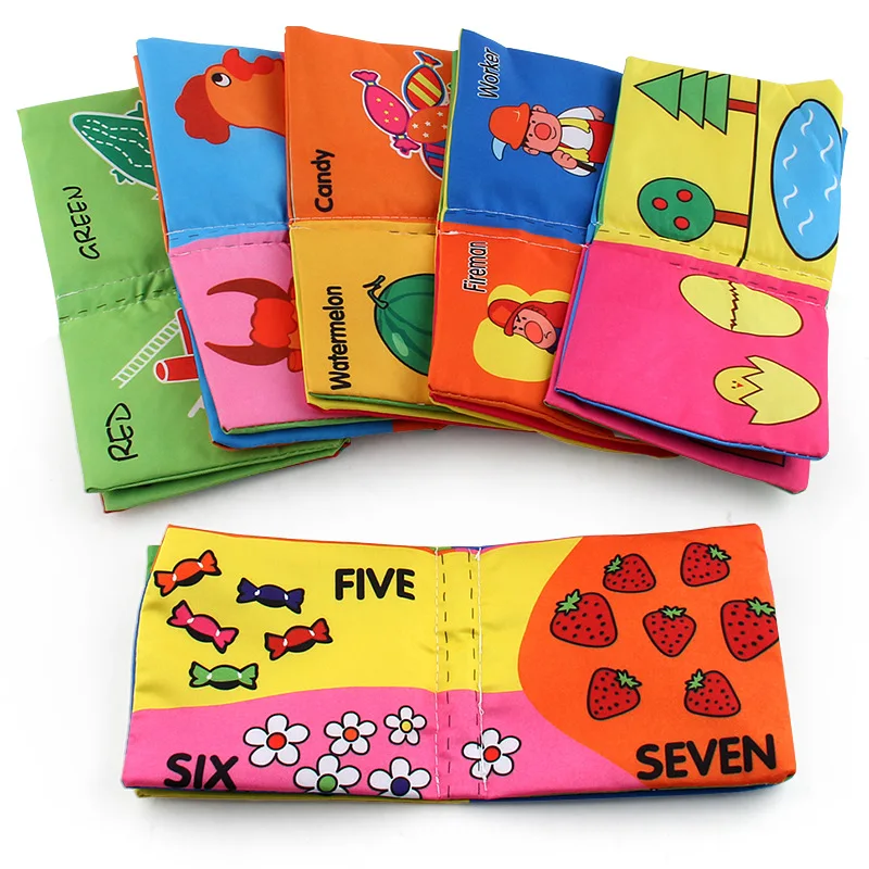 Soft Cloth Books Rustle Sound Infant Books Baby Books Quiet Books Educational Stroller Rattle Toys for Newborn Baby 0-12 Month