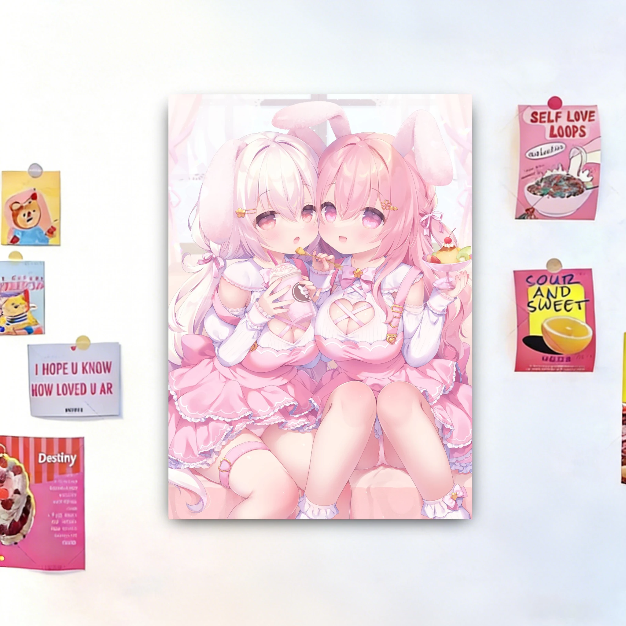 Kawaii Maid Outfit Anime Girl Tapestry Galgame Wall Art Sweet Girl Room Decor Aesthetic Room Decoration Gift For Friends