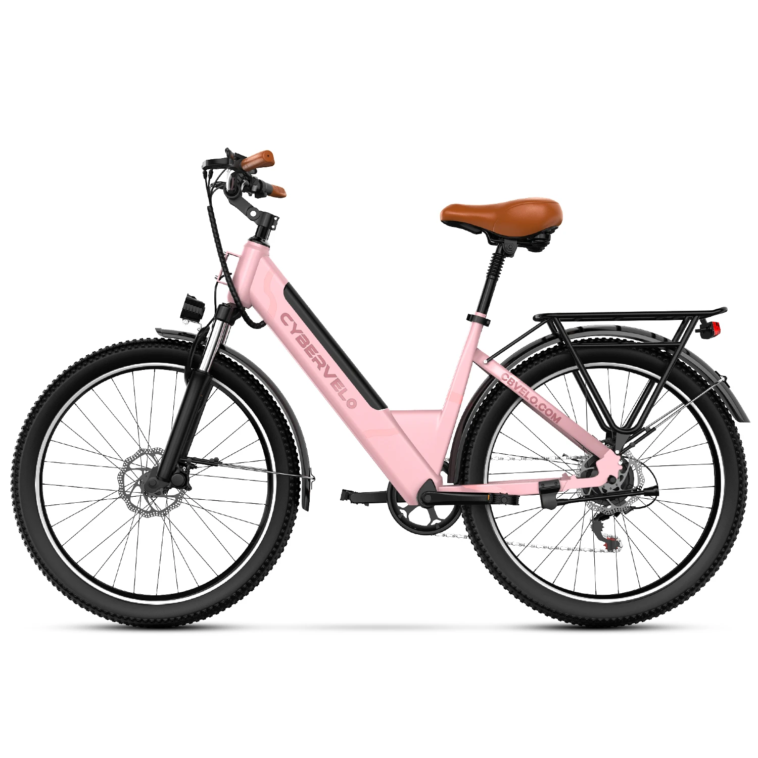 Cybervelo EK2 Adult Electric Bike 1000W Peak Motor 26 Inch 7 Speed Ebike with Removable Battery Up to 80 Miles Long Range Electric Bicycles for Commuting Beach Snow Men Women E-Bike