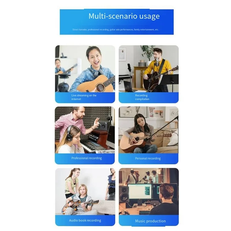 

ABUO-профессиональный аудиоинтерфейс звуковой карты для студийного микрофона для пения с мониторингом электрогитары живая запись