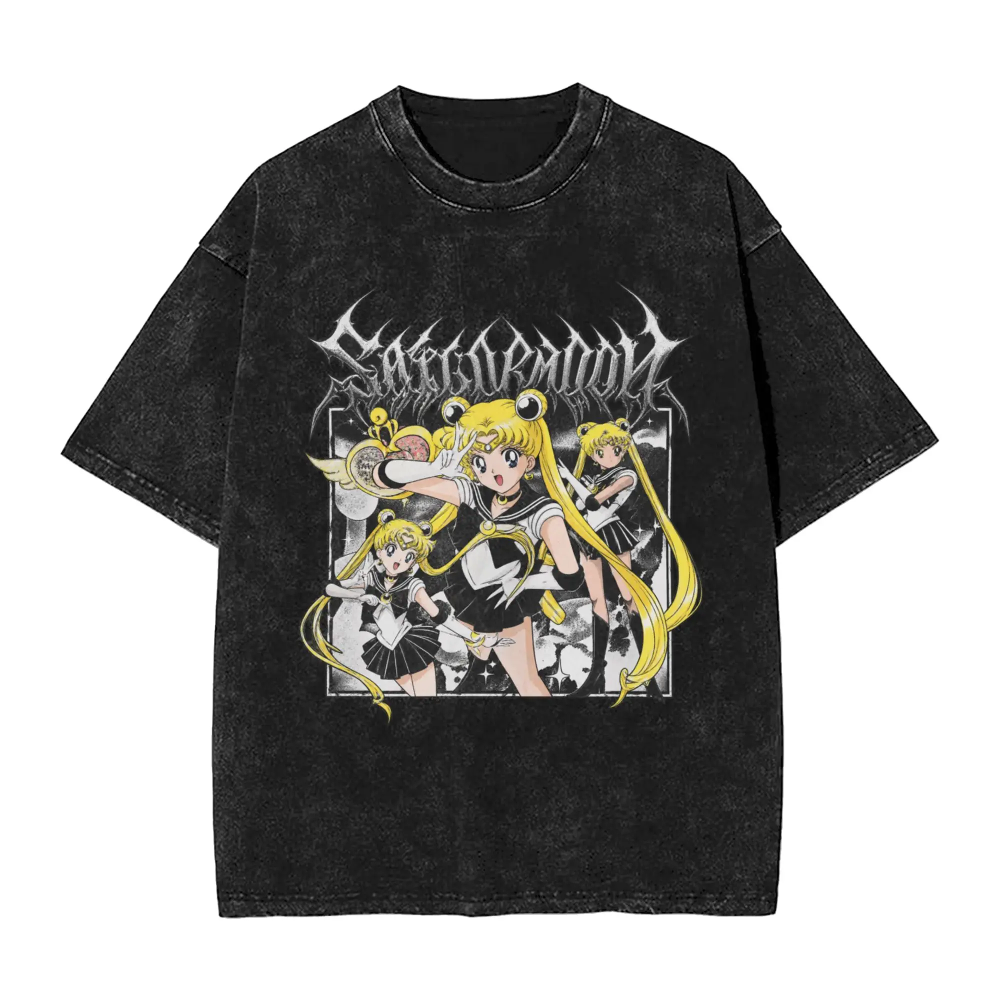 Fashion Sailors Moons Usagi Tsukino Anime T-Shirt Men O Neck Cotton Washed T Shirt  Short Sleeve Tees New Arrival Clothes