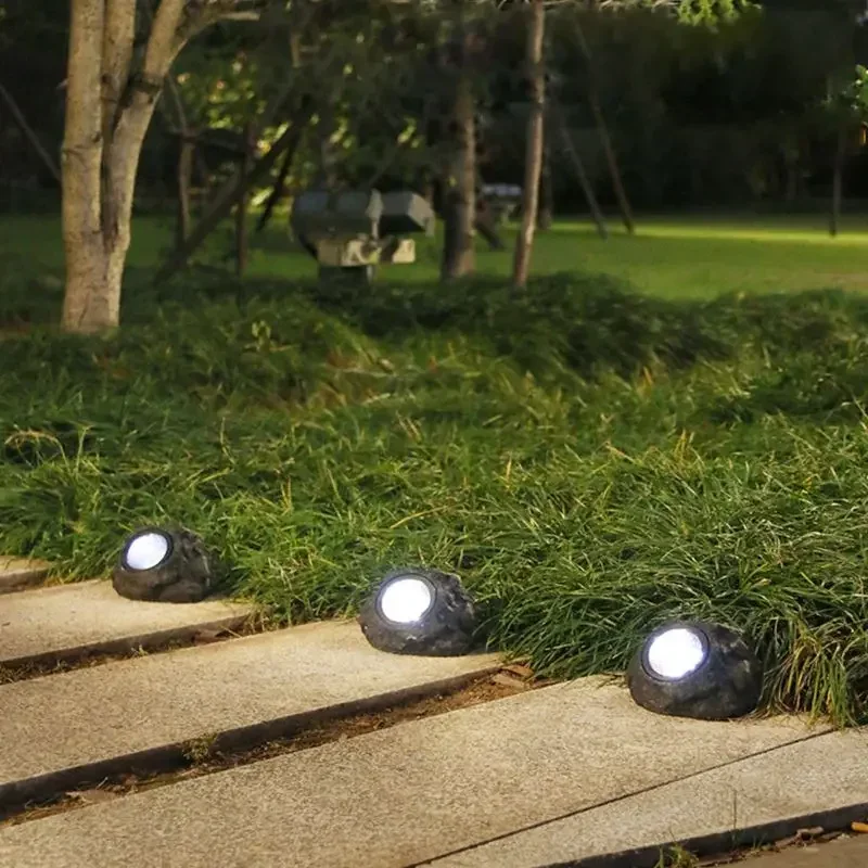 Landscape Rock Light, Solar Powered Garden Lights Outdoor Decorative Waterproof LED Spotlight, Light Sensor For Pathway, Patio