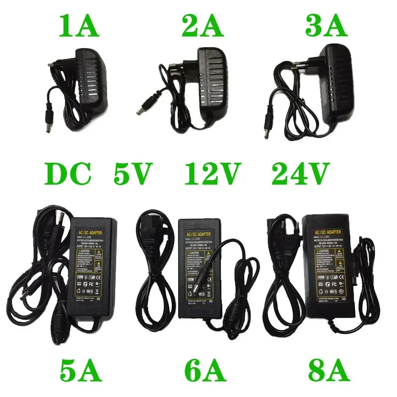 Power Supply EU Plug UK Plug DC 5V 12V 24V 1A 2A 3A 5A 6A Power Supply Adapter DC 5 12 24 V Volt  Lighting Led Strip Lamp