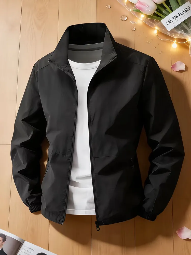 

Весенняя короткая куртка для мальчиков, черная, с воротником-стойкой, на флисовой подкладке, на молнии, повседневный стиль, стандартный крой, куртка-пилот