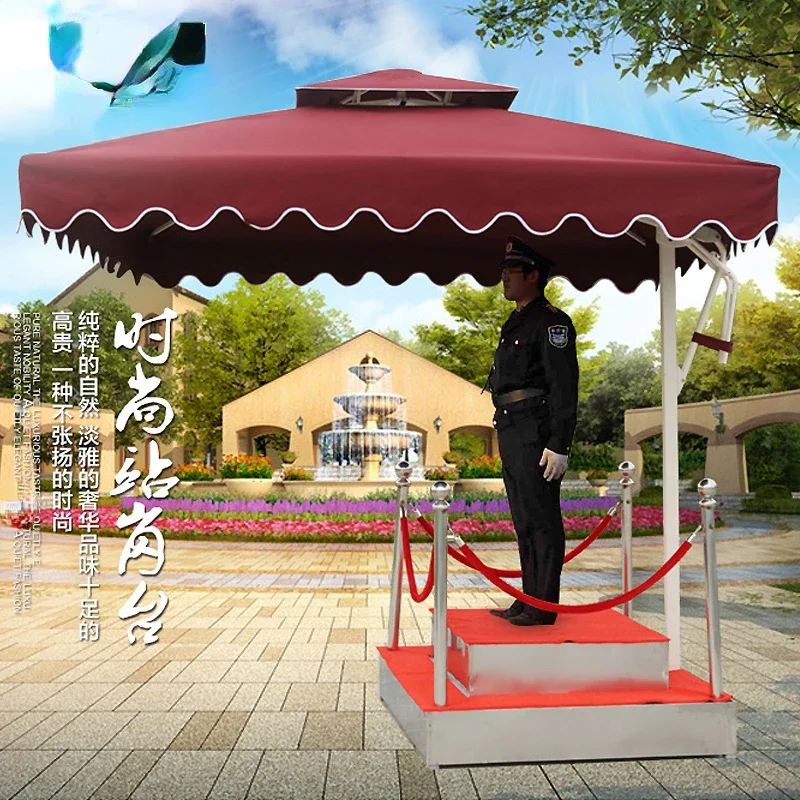 Outdoor Security Station Platform Outdoor Community Property Guard Image Guard Booth Platform Sun Umbrella Base