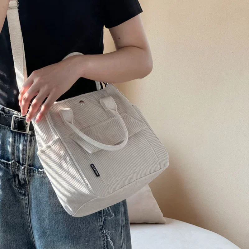 Neue Lässige Cord-Tragetasche für Damen, Große Schulter-Umhängetasche, Leichte Henkeltasche für den Täglichen Gebrauch und Pendeln – Detail 4