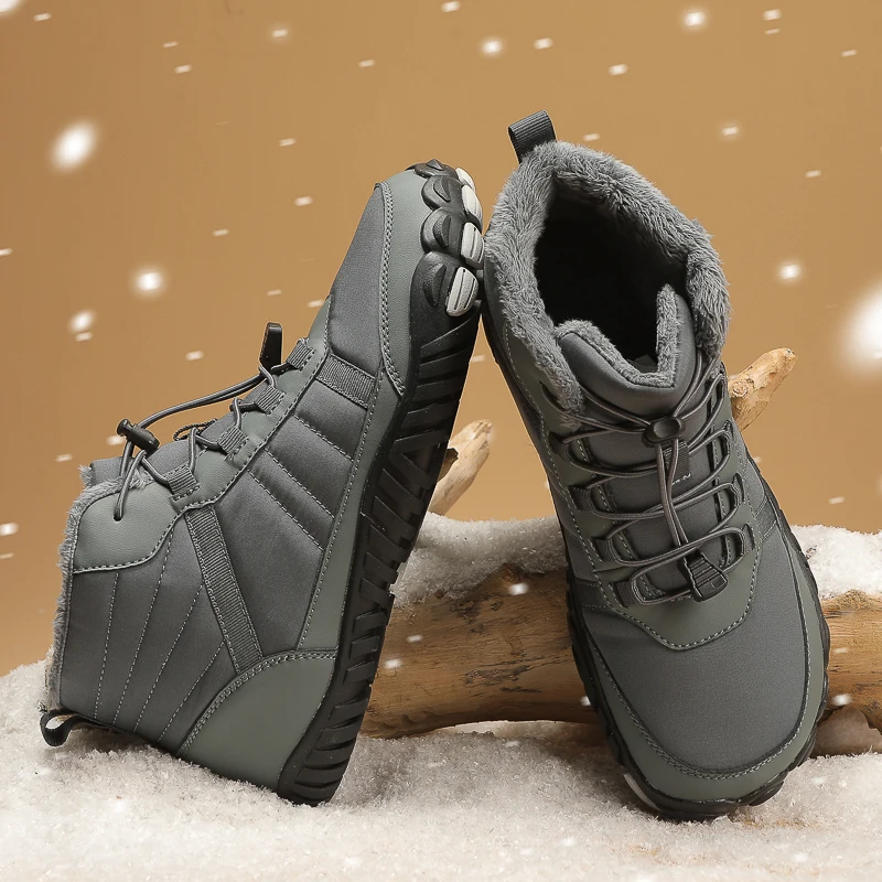 2024 Zimowe buty męskie Snow Barefoot Casual Shoes Outdoor Work Shoes Ladies Warm Fur Men Ankle Shoes Męskie buty śnieżne Duży rozmiar