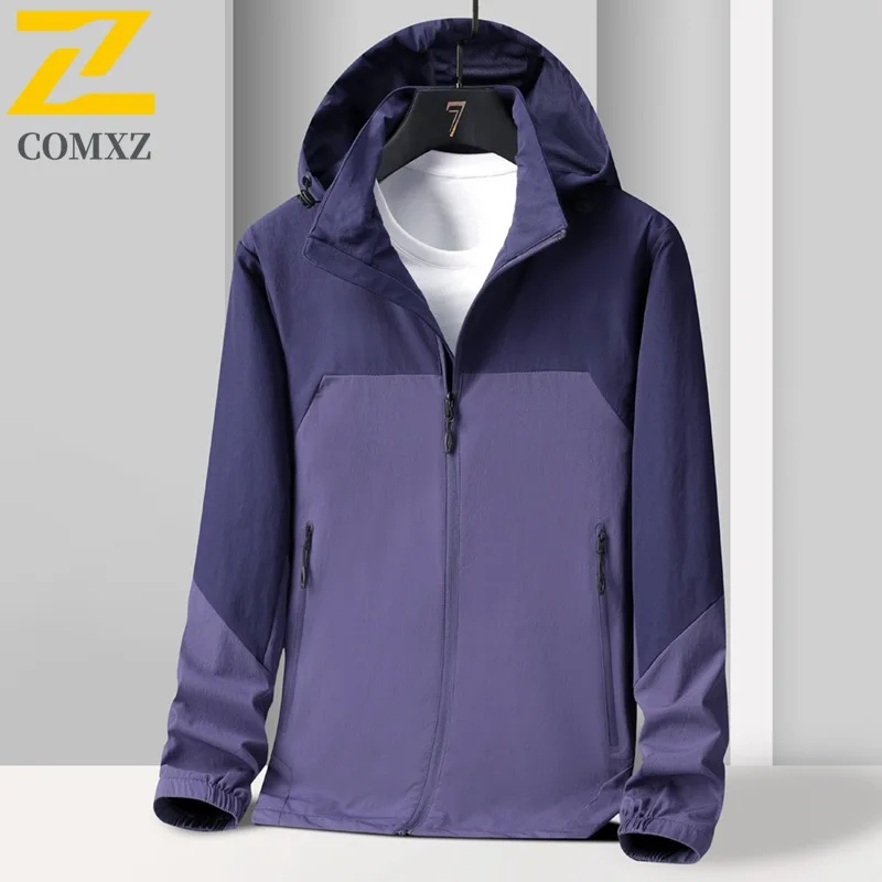 

COMXZ Windbreaker Men's Single-Layer Stretch Jacket Waterproof Breathable Outdoor Coat for Hiking Camping Fishing Spring Autumn