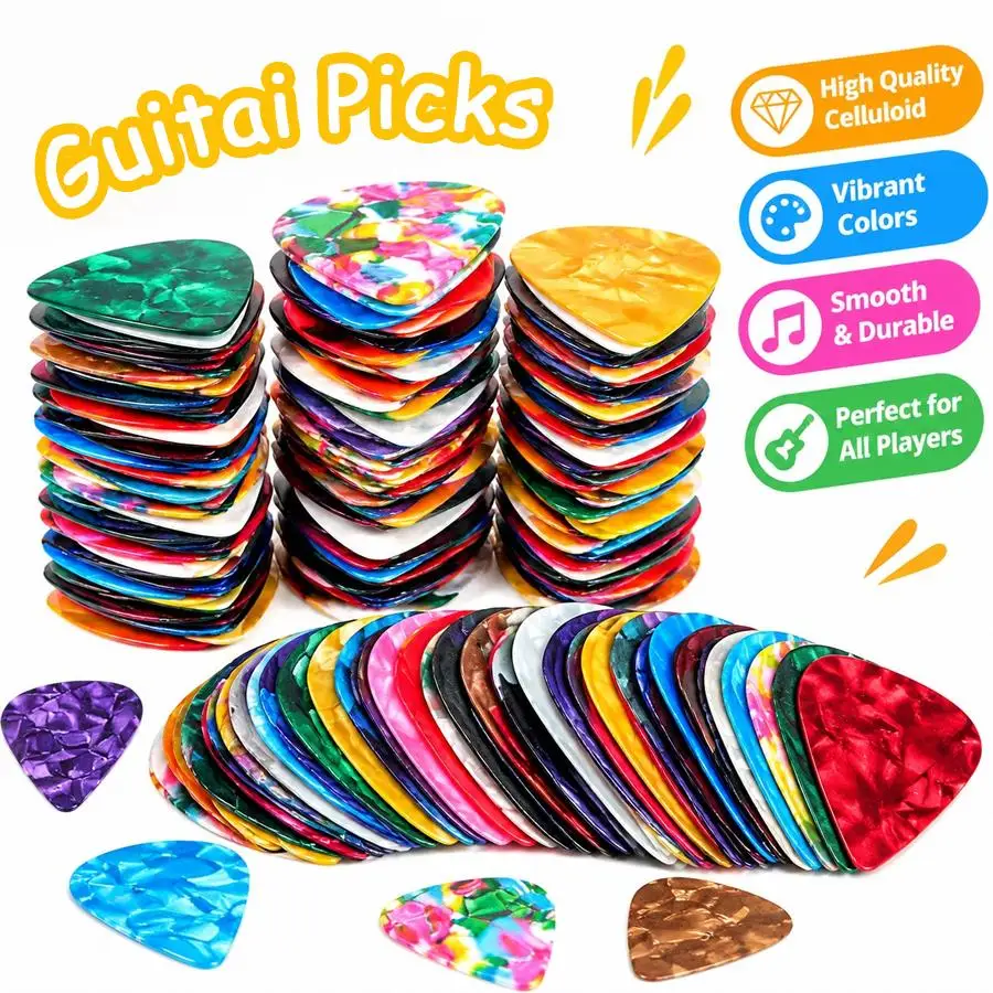 24/54/72pcs Guitar Plectrums, Durable Celluloid Guitar Picks, Replacement Part for String Instrument Practice, Stage Playing XJM