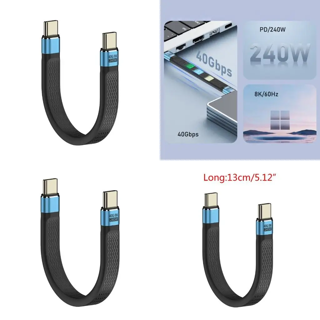  Short Type-C Cable Faster Charging Cord, High-speed 8K 40Gbps Data Transmission
