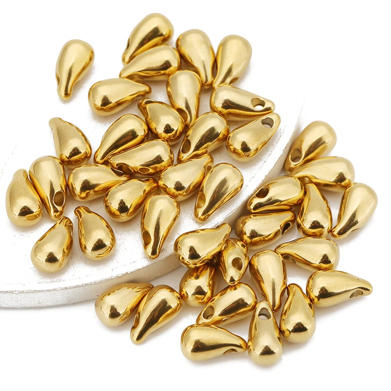 10pcs Stainless Steel Water Drop Pendant Gold Color Horn Waterdrop Charms for DIY Earrings Necklace Jewelry Making Supplies Bulk