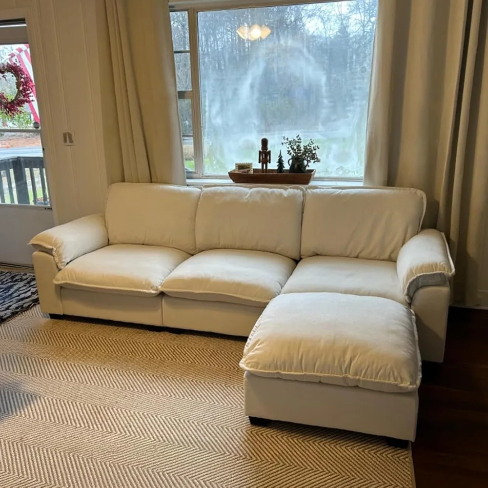 

Modular Sectional Sofa Deep Seat Cloud Couch with Reversible Chaise L Shaped Couch with Padded Armrests Chenille Sectional