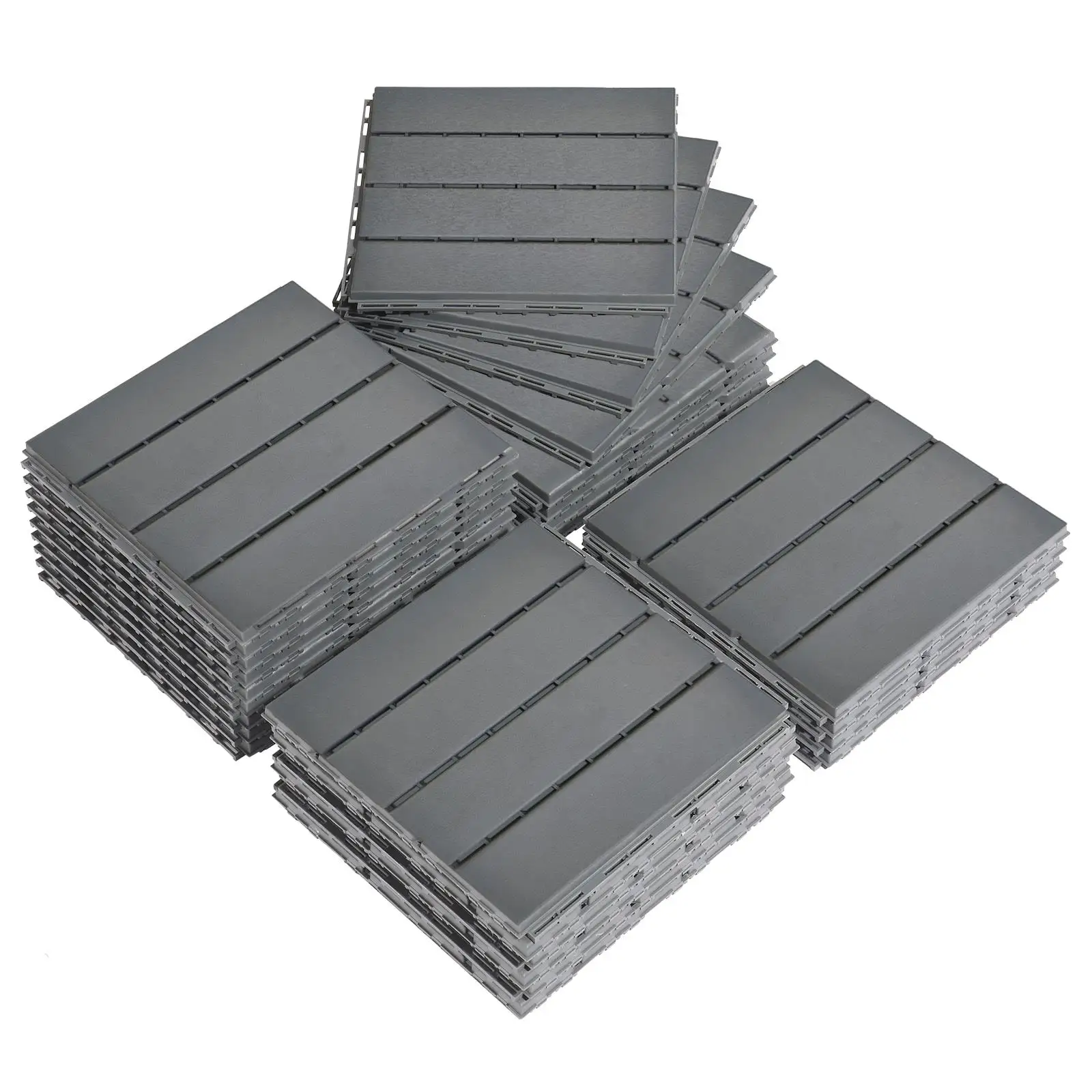 Plastic Interlocking Deck Tiles, 27 Pack, 11.8