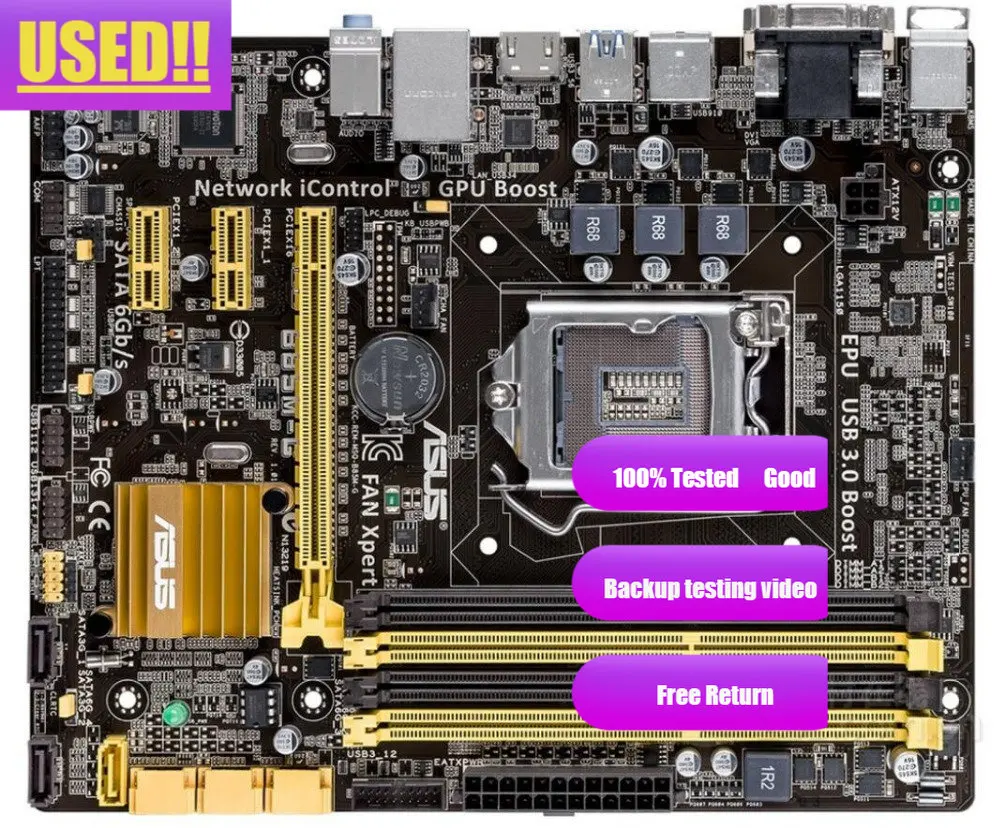 Asus B85M-G用のオリジナルb85マザーボード,lga 1150コネクタ,i3,i5,i7,e3,ddr3,hdmi,dvi,micro-atx,中古製品の販売