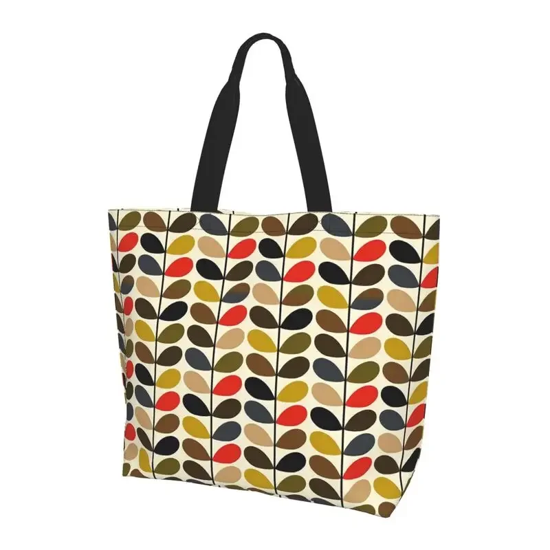 Orla Kiely Abstract Multi Stem Canvas Shoulder Bag Large Capacity Shopping Bag Mid Century Scandinavian Geometric Tote Bags