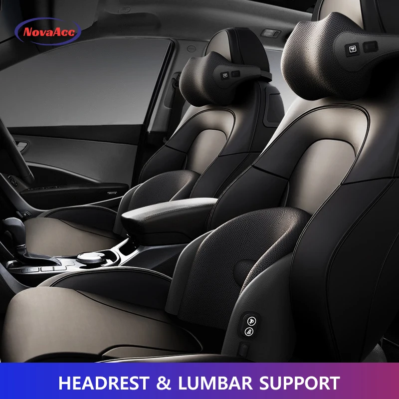 Car Headrest Lumbar Support Ice - Feeling Fabric Reactive Dyeing Memory Foam 4D Surround Support Body - Sensing Massage Pillow