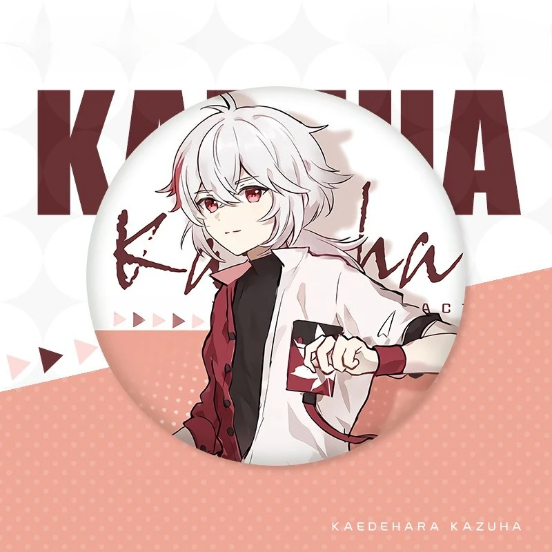 Cartoon Round Badge Game Yuanshen Venti Xiao Kaedehara Kazuha Pin Backpack Decoration Collectible Fans Gift Anime Cosplay Brooch