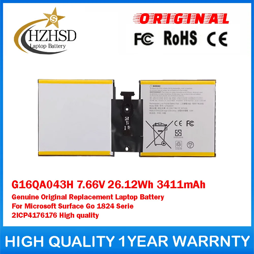 

G16QA043H 7.66V 26.12Wh 3411mAh Genuine Original Replacement Laptop Battery For Microsoft Surface Go 1824 Series 2ICP4176176