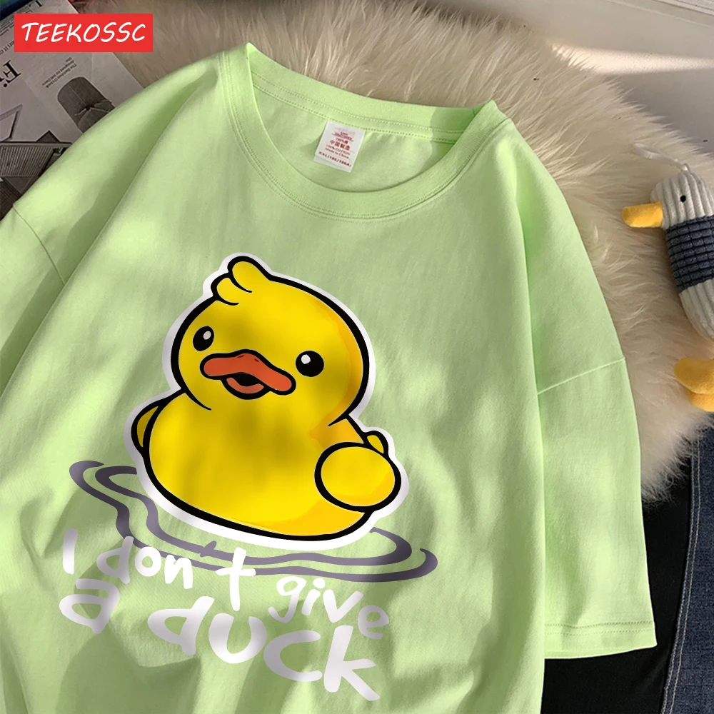 Straße Baumwolle Frauen T-Shirts I Don't Give A Duck Lustige Druck Tops Oversize Oansatz Weiche Kurzarm Trend Weibliche Kleidung