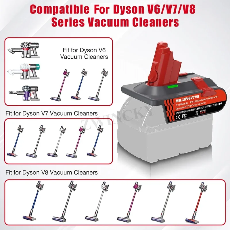 Adapter for Milwaukee 18V Lithium Battery Replacement Converter To for Dyson V6 V7 V8 Battery for Handheld Vacuum Cleaner Use - view 6