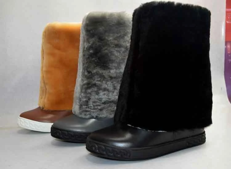 

Black Brown Grey Real Leather Wool Fur Shoes hidden Wedge Snow Boots Med Calf inner Height Increasing Boots Round toe Boots