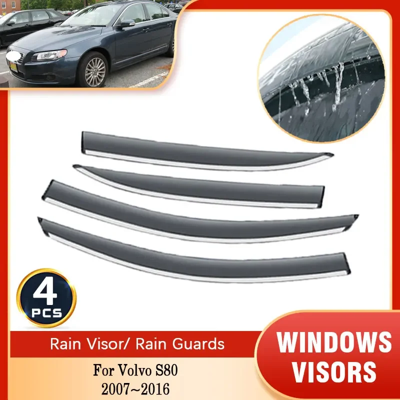 

For Volvo S80 S 80 2006 2007 2008 2009 2010 2011 2012 2013 2014 2015 2016 Car Vent Visors Rain Eyebrow Smoke Wind Deflectors