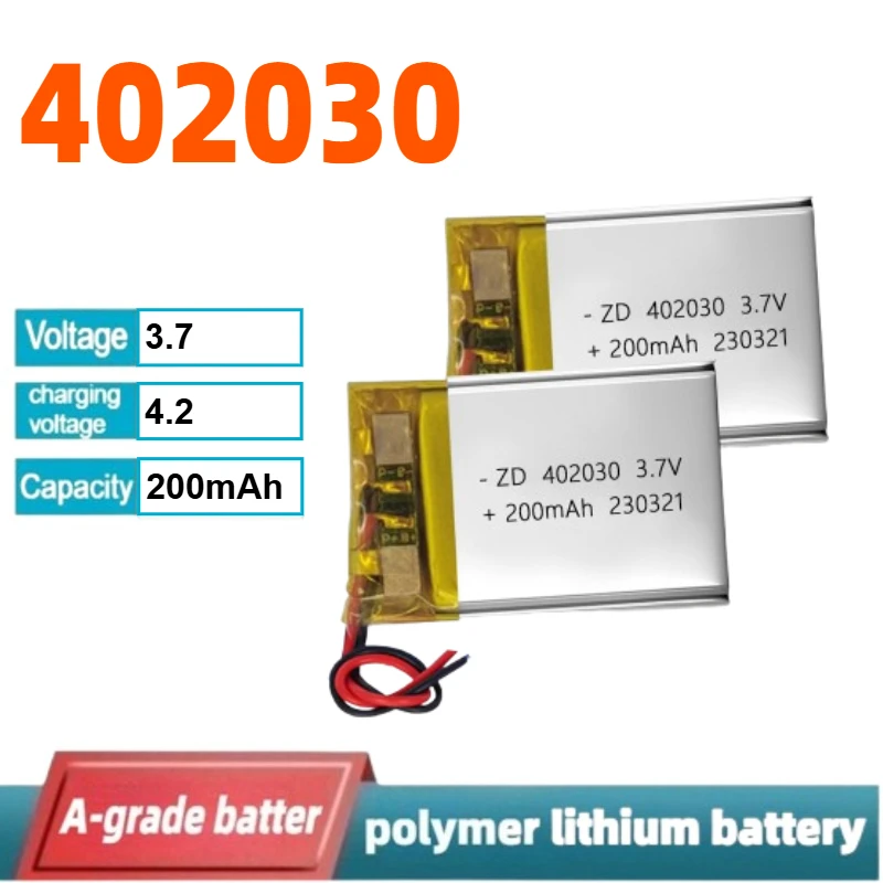 

2-10PCS Lipo 402030 200mAh Battery 3.7V Polymer Lithium Ion Batteries Li-po for Smart Band GPS Pet Training Tool Webcam Cell