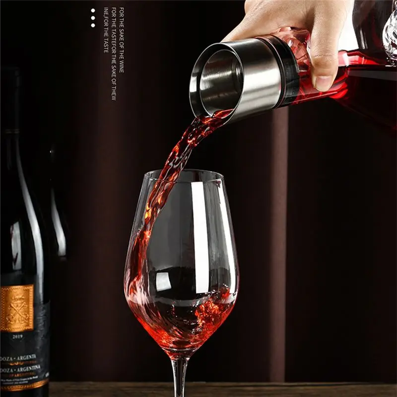 A96K-Wine Decanter, Crystal Clear Wine Decanter With Aerator, Red Wine Carafe With Built-In-Dispenser