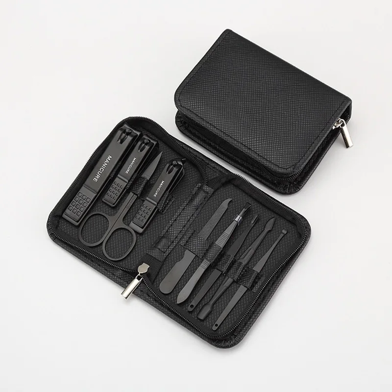 9 Pcs Set Professional Piece Nail Care Kit Stainless Steel Manicure & Pedicure Set Nail Clipper Set with Travel Case